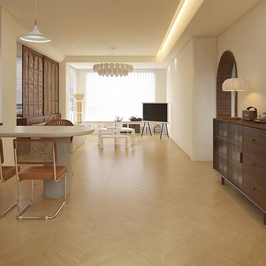 600x1200 Cream style soft light velvet fish bone pattern wood grain brick living room bedroom imitation solid wood floor tiles ceramic tiles BJ12804 matte fine sculpture 600x1200