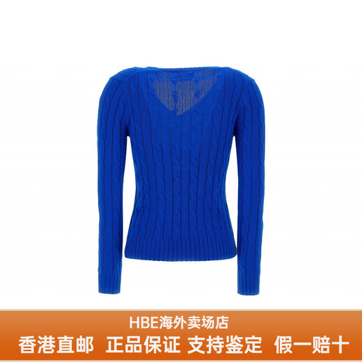 Polo Ralph Lauren拉夫劳伦女士毛衣纯色粗绞花V领针织毛衣女士送女友男友 宝蓝色 XS