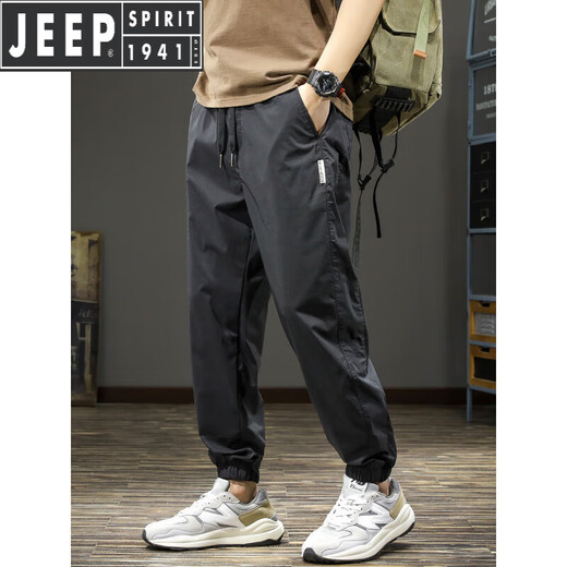 JEEP SPIRIT吉普工装裤男士休闲裤夏季男裤潮牌速干运动长裤子哈伦冲锋束脚裤 卡其色 薄款 L 体重130-150斤
