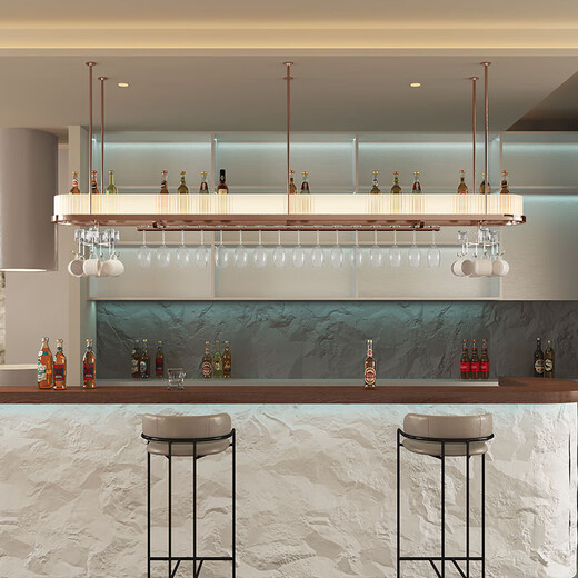 Hanoufei [luxe léger] Bar de luxe léger Rack de vin suspendu Creative Changhong acrylique brillant vin rouge Pot Hôtel Restaurant Bar Rose Gold Color Style 2: 12035