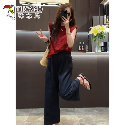 Spechts Sommeranzug High-End-Anzug kleiner Hohlspitzen-Spitzen-Top-Hose zweiteiliger Top S (80-100)