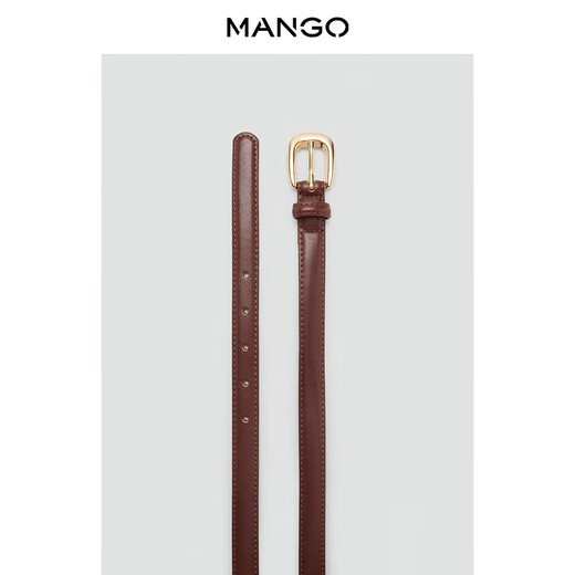 MANGO women's belt 2026 spring new style brown retro oval buckle versatile leather belt brown 85cm