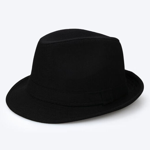 Qingyou Xu Wenqiang's same style hat, men's top hat Shanghai Tang Xu Wenqiang's same style British woolen jazz hat for middle-aged and elderly people, solid color woolen-black, adult version 58cm