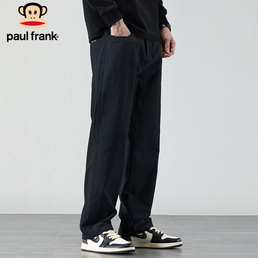 Big mouth monkey (paul frank) casual pants men's autumn and winter straight pants men's simple trendy brand Korean wide-leg men's pants long pants black XL