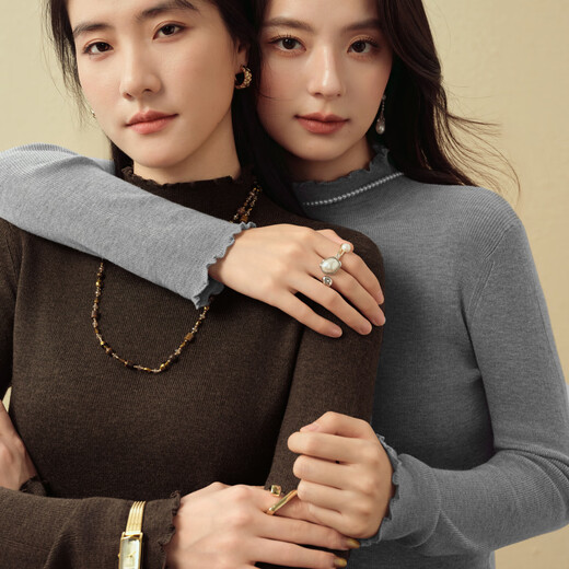 Shi Fanli ('Seifini) [Sótano de King of Lily del Valle] Shi Fanli Madera de madera Sweater de cuello de medio árbol 25 Autumn New Sweater Fino Sandalwood Gray S Gray S