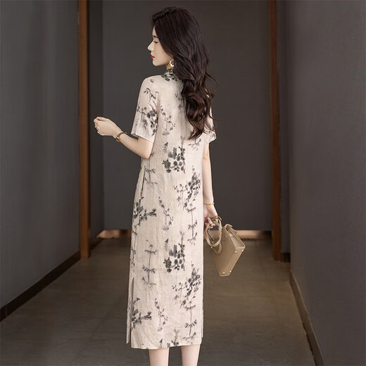 Sibaiser NUEVO VESTO CHINO 2025 Summer NUEVO FURNA FUBLIÓN NACIONAL LINEN A LINE A-LINE MIDI