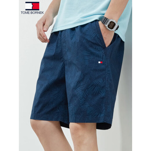 Tommy Shekelly American Tommy Sommer Pure Cotton Five Cut Shorts Casual und All-Match Lose Beach Hosen Herren trendy 9215 dunkelblau Farbe + 9215 Bohnengrün L (vorgeschlagen 120-135 Jin [Jin gleich 0,5 kg]))