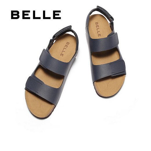 Belle confortable Sandales décontractées pour hommes 2025 Été Nouveau Velcro Birkenstock Chaussures de plage B3733BL5 Dark Blue 42 (260 mm)