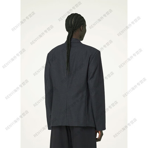 LEMAIRE女士墨绿色柔软斜角褶皱定裁西装外套官方旗舰正品 墨绿色 均码 34