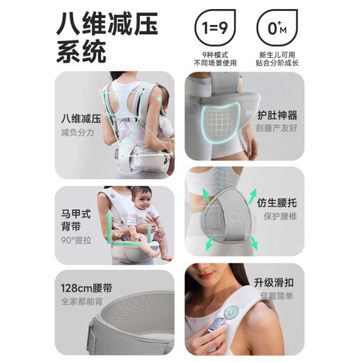 乐蒂宝贝（Ledibaby）腰凳婴儿背带二合一轻便四季多功能外出两用宝宝抱娃神器 轻羽Pro旗舰款-松霜绿