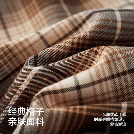 Semir long-sleeved shirt for women mid-length lazy loose off-shoulder autumn chic retro plaid shirt 101524105004