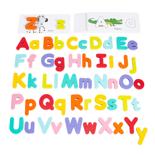 Schöne Hund und kleine Kinder früh Bildung Englisch Wort Kognitionskarte Baby Erleuchtung 26 Buchstaben Upper Case Bausteine und Partikel Spielzeugbrief Puzzle Set Set