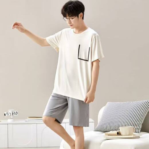 
Wanqin pajamas men's summer loose shorts and shorts plus a large size thin summer home suit wear L [camp 6624 men's home suit 2XL [recommended 140-160Jin [Jin equals 0.5 kg]]