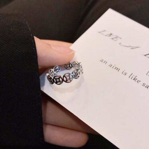KZD Old Phoenix Pure Silver 9999 Copper Coin Ring Opening Fashion Transfer New Light Luxury Silver Jewelry Index Finger Ring Finger Coin Sterling Silver Ring (Opening Adjustable) 1.03g Comes with Original Gift Box and Certificate