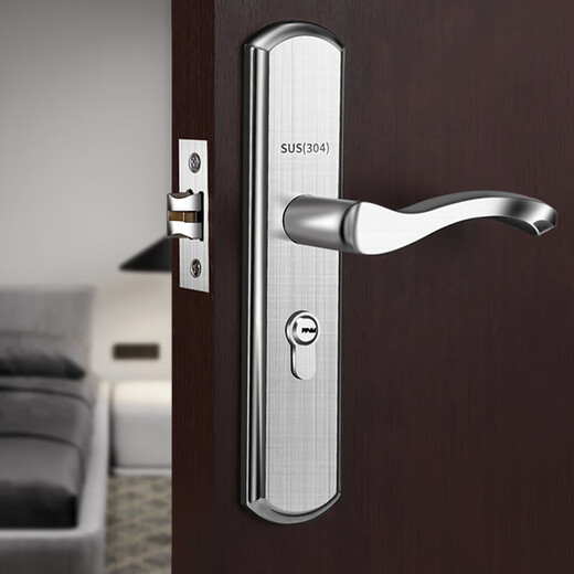 Zaihu Lock Door Lock Squinment Один язык дверной замок для дверей домашняя спальня универсальная комната крытая деревянная дверь ручка дверной дверь 50 тарелка из тиревой стали 13548 Медная пластина