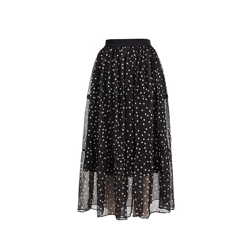 AUM Easy Suit Spring New Chiffon Printed Polka Dot Shirt Black Skirt Black Skirt M