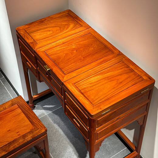 Tiger Master mahogany furniture Burmese rosewood (scientific name: Macrocarpus rosewood) solid wood dressing table folding dressing table with dressing mirror room dressing table with stools dressing table with stools