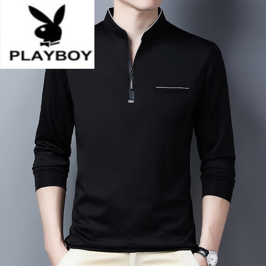 Playboy (Playboy) Pure Cotton Long-Ärmeln T-Shirt Herren lässiger dünner T-Shirt Top Sommer Frühling Herbst Winter im mittleren Alter mit mittleren Alterskragen Basis Langarm Särme 6625 Tiefe Orchid Dünn XL 175 Vorschlag 140-160jin [Jin gleich 0,5 kg]