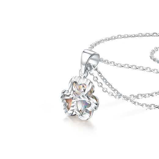Mengjinyuan Platinum Pendant Clover Colorful Brushed Embroidery PT950 Platinum Pendant as a Gift for Your Girlfriend, Weight Approximately 1.15g