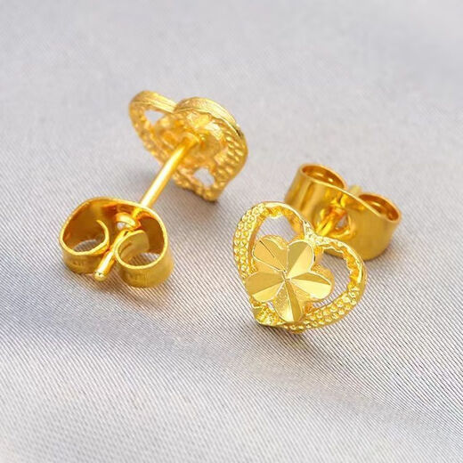 UHFQ old phoenix new Chinese style flower love sand gold earrings and earrings for girlfriend birthday gift poetic love flower gold earrings 2.69