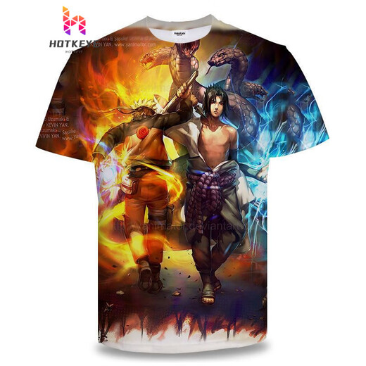 Yamamori Nanshi 2025 short-sleeved Naruto anime series T-shirt 3D printed trendy casual top Uchiha Itachi seal TXU1506 S suitable for 80-90Jin [Jin equals 0.5 kg]