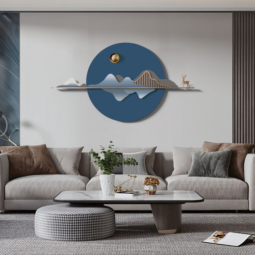 Light luxury new Chinese style living room wall decoration pendant restaurant entrance wall decoration wrought iron bedroom bedside wall hanging 13575 cm red