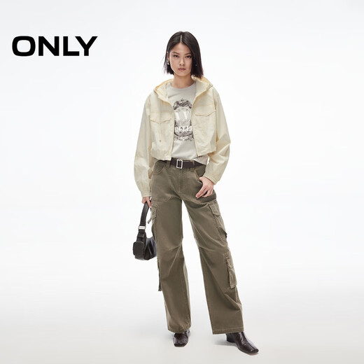 Only2025 Summer Nuevo diseño simple de alambre brillante chaqueta corta con capucha suelta para mujeres 125136032 A06 Invitado White M