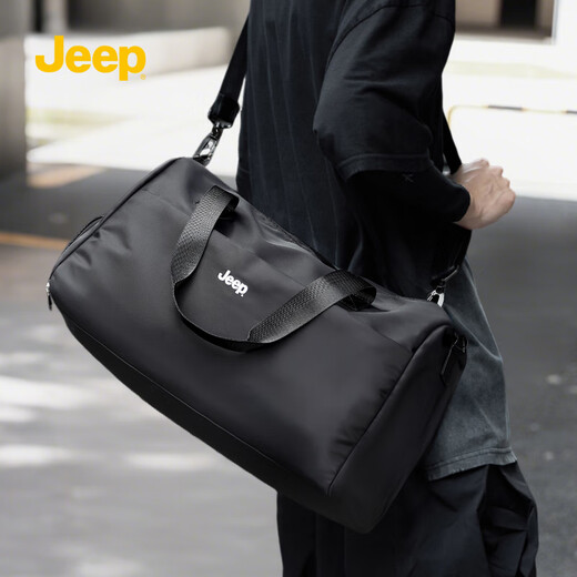 Jeep Reisetasche große Kapazität Herren-Cross-Body-Tasche Kurzstrecken Business Trip Umhängetasche Trockener Nasse Trennung Gepäckbeutel Fitness Handtasche Schwarz