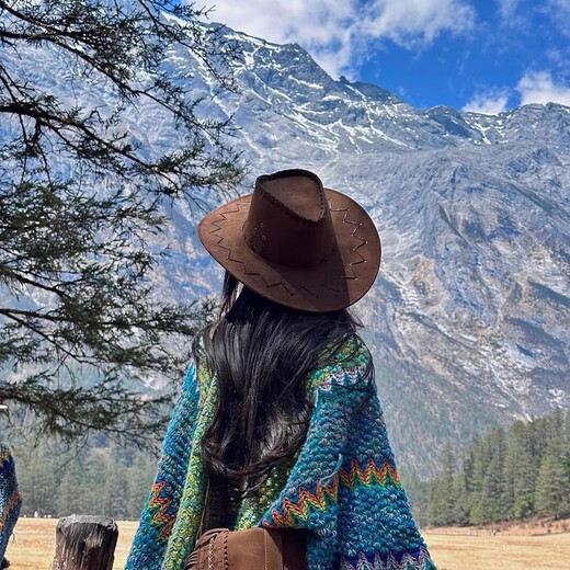oein western cowboy hat men and women prairie hat large size sunshade desert travel sun hat mountaineering hat hiking medium brown main picture