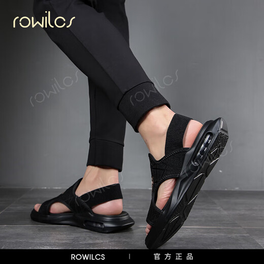 Rowilcs Marque brodée Sandales masculines 2025 Été Nouveau Sandals romains à la tendance pour hommes en améliorant la mode Sports Sports Chaussures Chaussures Black 38