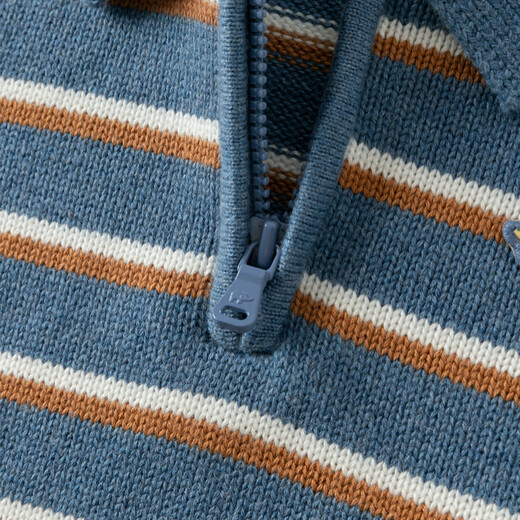 David Bella children's sweater pullover autumn boys' striped cotton knitted long-sleeved top polo collar