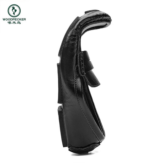 Specht echtes Leder -Herren -Slipper Sommer Mützenschuhe junge Leute lässige Lederschuhe mit einem Fuß und einen kleinen Lederschuhe trendy Schwarz - Hollow - 9901 38 Standard Lederschuhgröße
