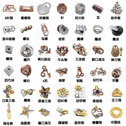 Yuanqi Children's Fun Zhuge Machinery Alloy Unzip Ring Unzip Cage Déverrouiller le jouet Intelligence complète de mohu décontracté pour enfants pour enfants (Nouvelle difficulté)