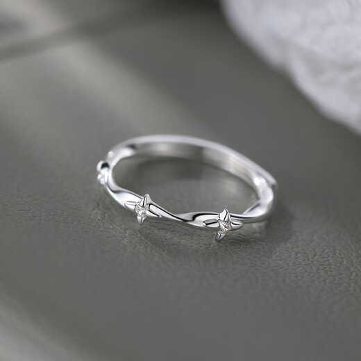 Xiangnan 999 sterling silver four-pointed star ring ins niche light luxury plain ring open ring index finger ring ring senior girl gift 999 silver four-pointed star ring