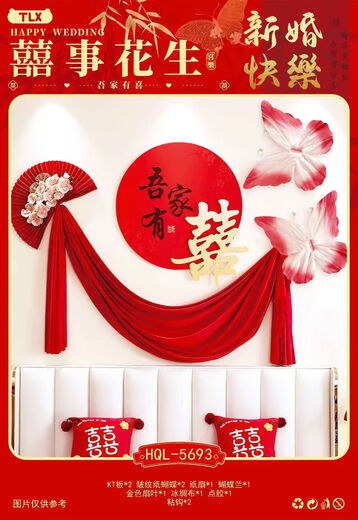 OUOETY结婚装饰喜字贴婚房布置套装卧室客厅装饰拉花婚礼喜字婚庆用品 我们结婚啦3291(热卖)