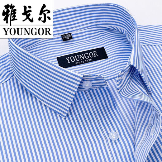 CEO Yageor Herren Short Sleeve Shirt Summer Pure Cotton Business Casual Professional Professionelles Anti-Falten-freier Streifen mittleren Alters DX6621 44 Vorschläge (180-195jin [Jin entspricht 0,5 kg])