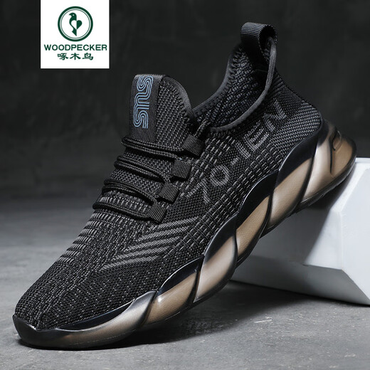 Holzspecker High-End New Summer Sports Schuhe atmungsaktive Freizeitschuhe Neue trendige Mesh Dad Schuhe Herren-Laufschuhe 9888 Schwarz 40