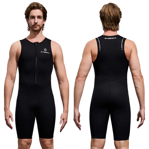 VVIR EER2mm adult wetsuit warm one-piece short-sleeved sun protection surfing thickened snorkeling suit couple diving swimsuit 2mm258 men's back open black sleeveless warm sun protection S 2mm