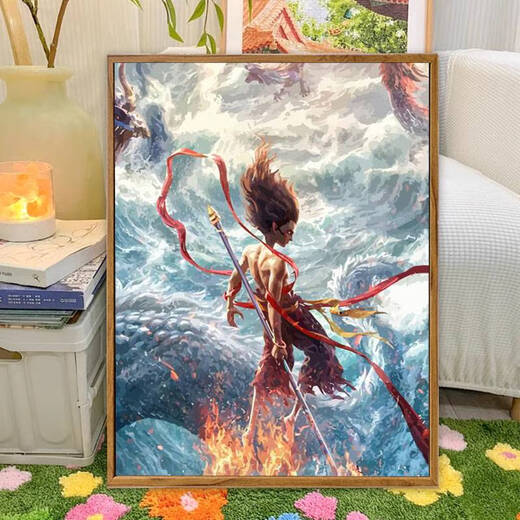 
Tiannan Brothers (TNBROTHERS) 2025 New Nezha 2: The Demon Child's Naohai Digital Oil Painting DIY Ao Bing Hand-painted Filling and Coloring High-Precision Painting LL12124 30*40cm Thickened Inner Frame