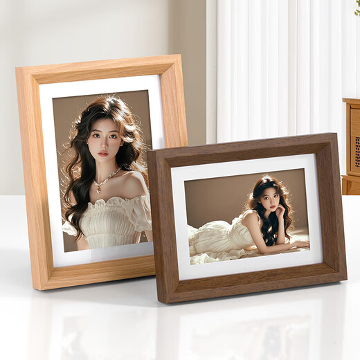 Jinlongxing wooden photo frame 6-inch wedding photo baby photo frame wall hanging couple photo wall combo frame walnut color-9906-2-Manufacturer direct post
