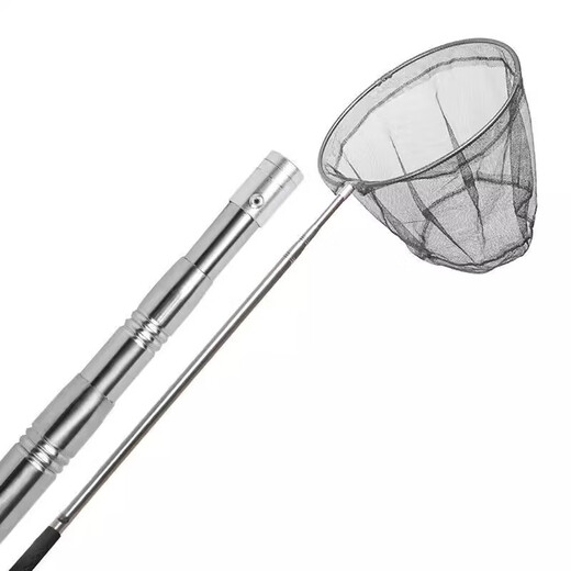 Stainless steel copy net complete set thickened telescopic rod net pocket fish net set anti-hanging fishing net fish folding net fishing gear Reinforced yellow rod + 50 hollow circle + 4mm nano net five-section telescopic 4 meters