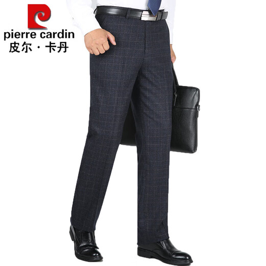 Pierre cardin wool trousers for men autumn and winter new style hanging without ironing wool suit pants business casual long pants thick light gray stripes 9885 29 (2 feet 2 waist)