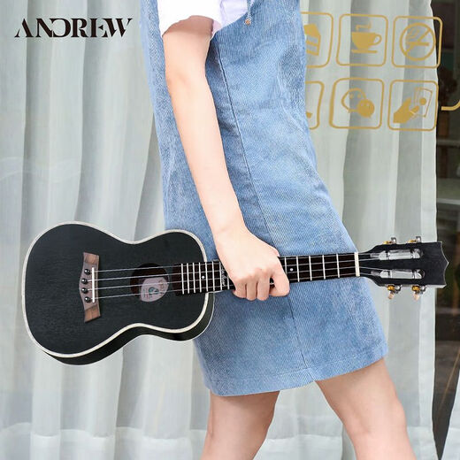 赞尼23寸尤克里里男女生初学者乌克丽丽黑色ukulele小吉他 【单板】23寸 经典白边+大礼包