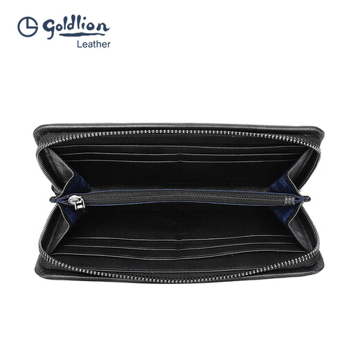 Goldlion new genuine leather men's silver bag business clutch top layer cowhide wallet fashion black