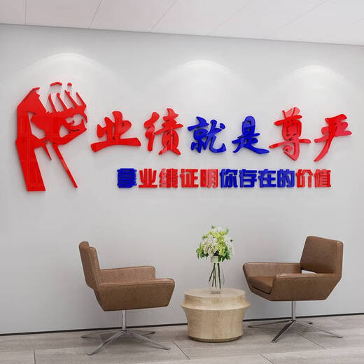 BEYZK业绩就是尊严办公室司墙面装饰销售部门团队升职布置标语企业文化 1047业绩就是尊严-黑大红 2mm 小