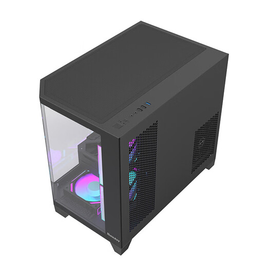 Huntkey S980 Tornado Habitación panorámica sin columnas con vista al mar S900/S960/S920/S970 Caja host para computadora Blizzard Ice Blade (compatible con placa base ATX/refrigeración por agua 360) S960 Blizzard X Ice Blade Edition Caja única negra