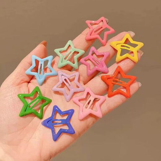 韩式星星发夹女款发饰边夹侧边刘海夹五角星bb夹可爱儿童发卡夹 星星发夹8个颜色随机TS12