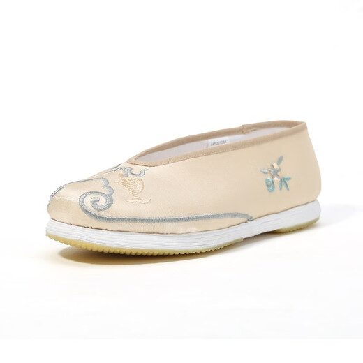 老美华夏季新款老北京布鞋女休闲鞋手工千层底汉服女鞋新中式绣花 绿色 36