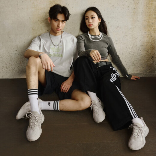 adidas「增嗨鞋」HAIWEE经典复古运动老爹鞋男女阿迪达斯三叶草   灰白/米色   40