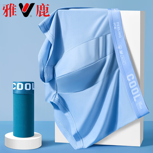 Pantalones de boxeador de seda para hombres de Yalu Underwear para hombres Pantalones de boxeador de gran tamaño de verano 9922-9 gris claro + azul claro + verde claro + rosa 4 tiras l 80-100Jin [Jin es igual a 0,5 kg]